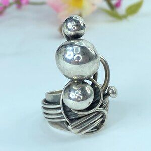 JR9642 Rachel Gera Modernist Sterling spheres rings s7.5 15.4g